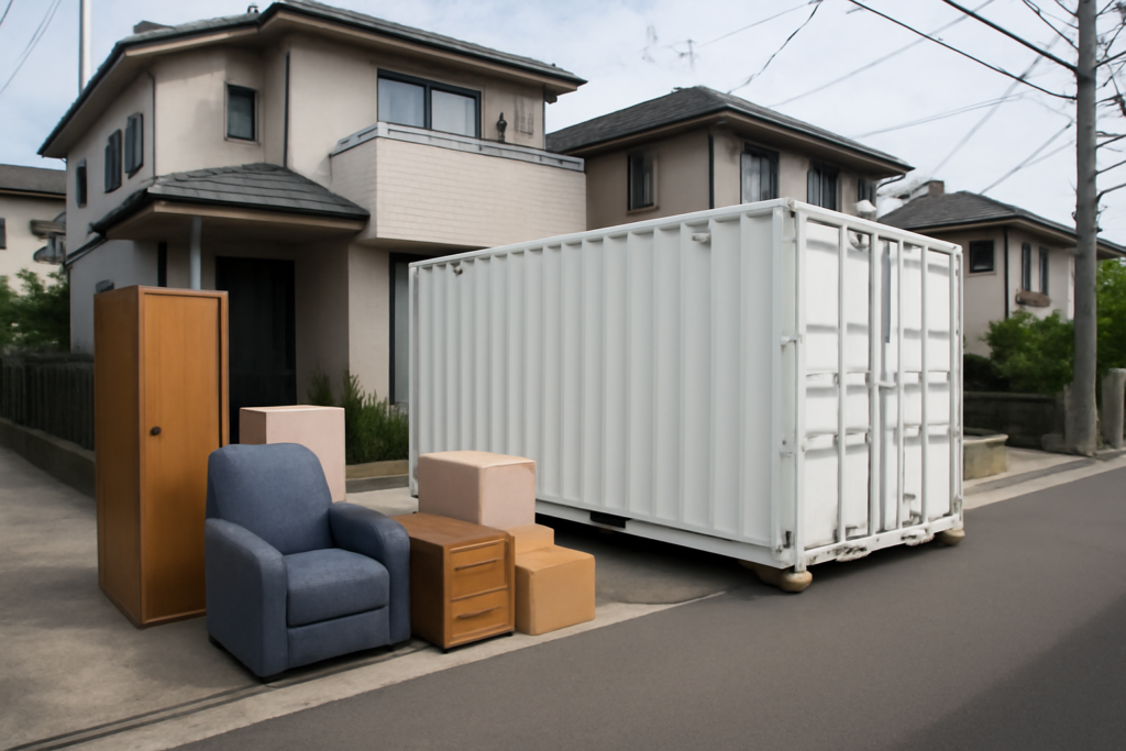 大型コンテナを自宅前で預ける宅配型トランクルームのイメージ