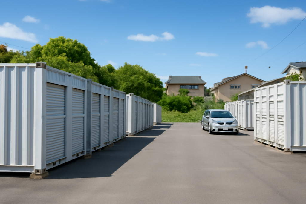 あま市の屋外コンテナ型トランクルームのイメージ